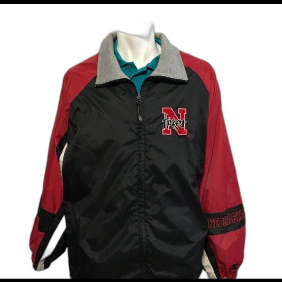 Vintage 90s Starter Nebraska Corn Huskers Mens Jacket Windbreaker XL-XXL - Picture 1 of 11